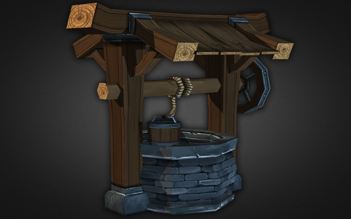 Water Well Low Poly Low-poly 3D model_1