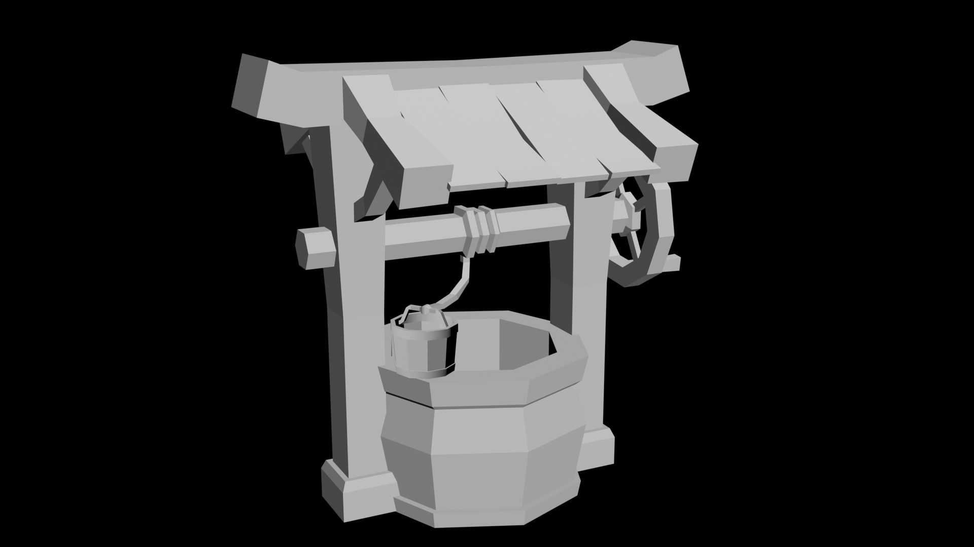 Water Well Low Poly Low-poly 3D model_3