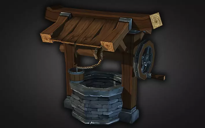 Water Well Low Poly Low-poly 3D model_0