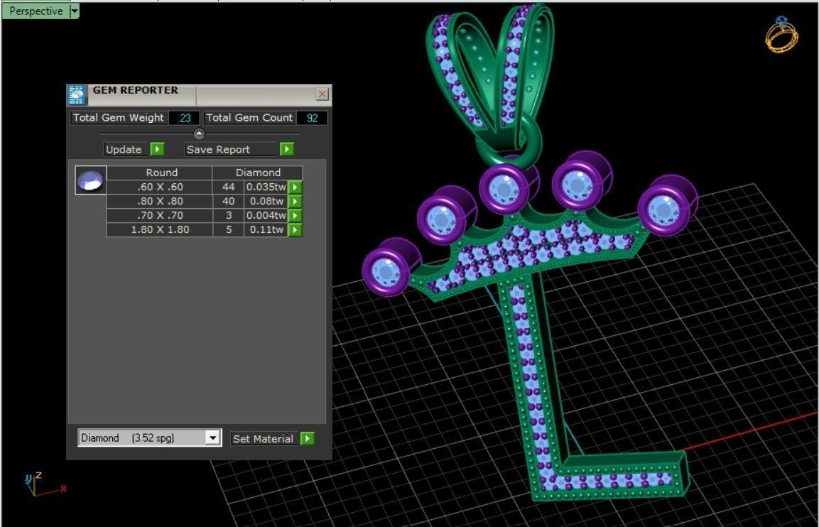 L letter pendant 3D print model_5