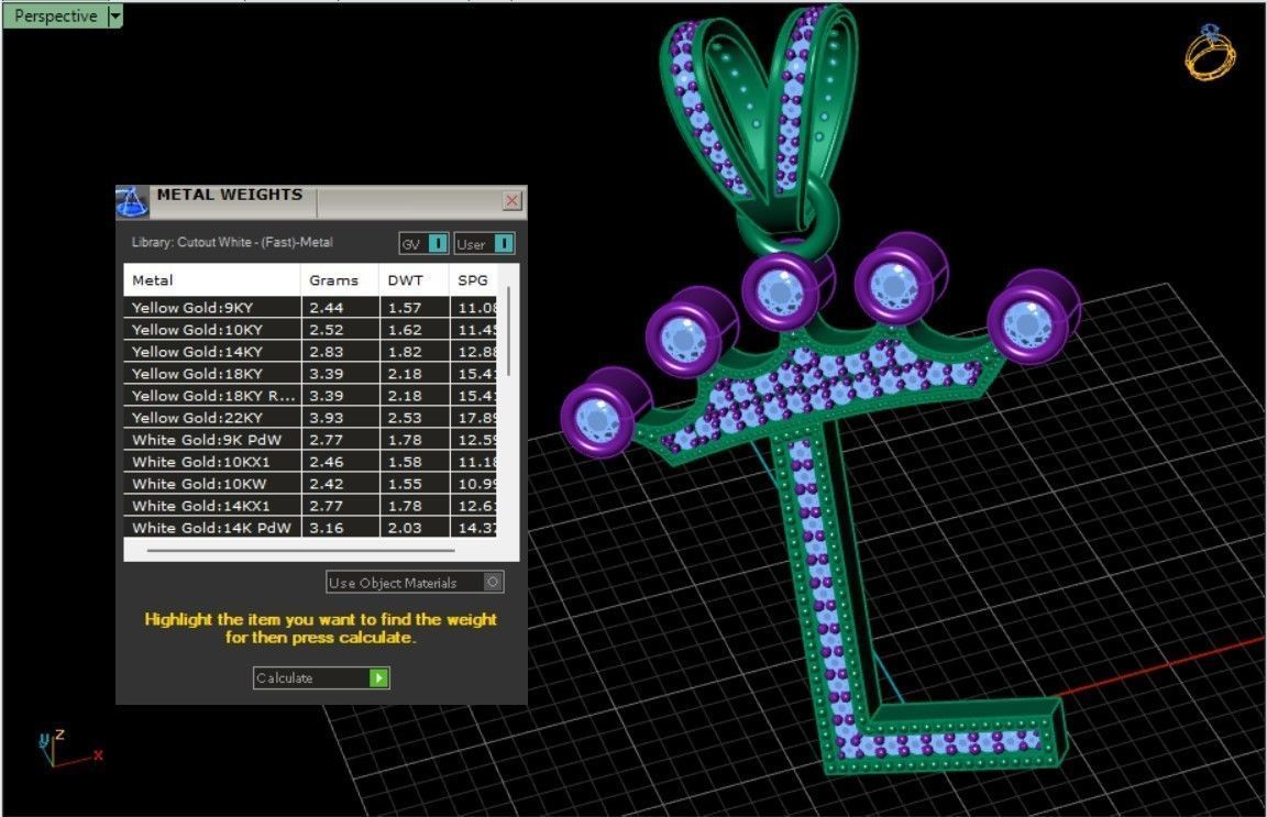 L letter pendant 3D print model_6