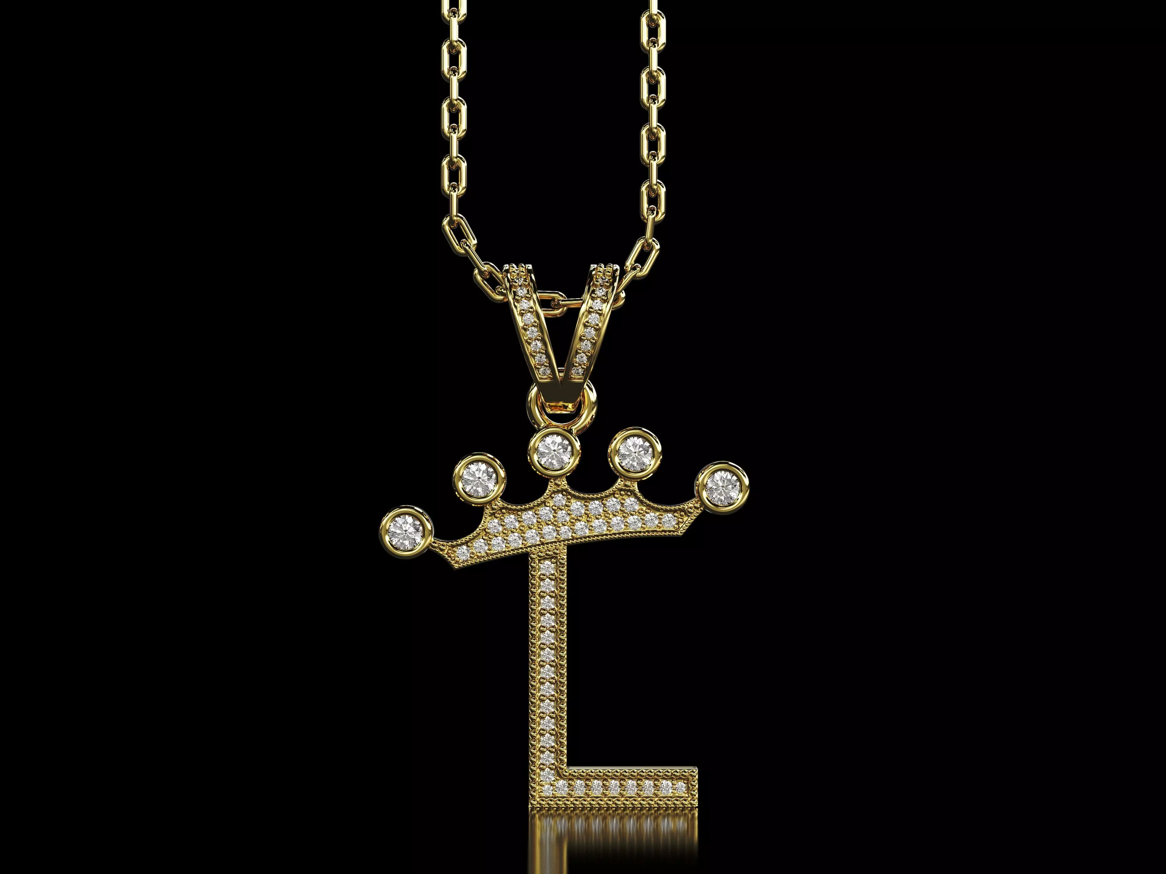 L letter pendant 3D print model_0