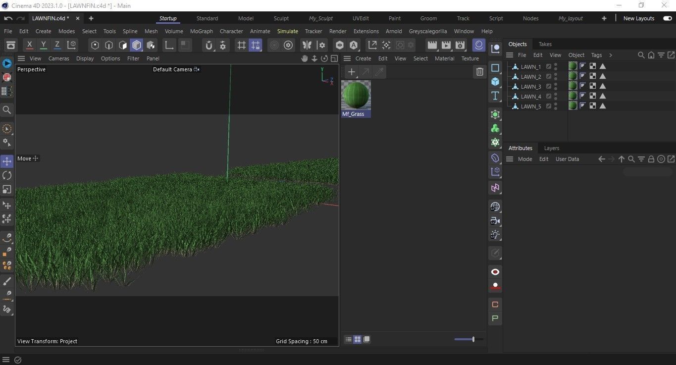 Realistic lawn grass collection - 5 Varieties  3D model_26