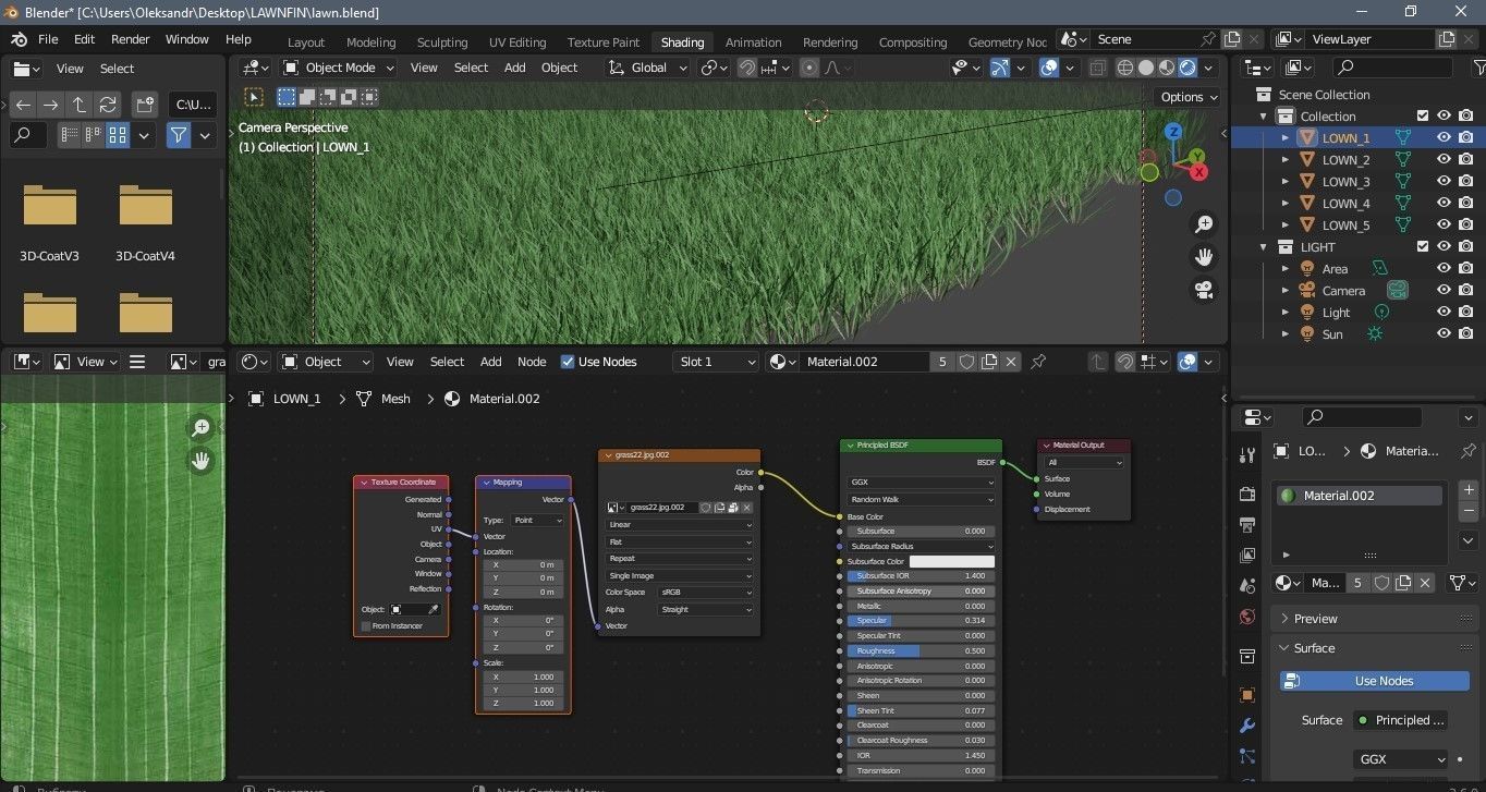 Realistic lawn grass collection - 5 Varieties  3D model_27