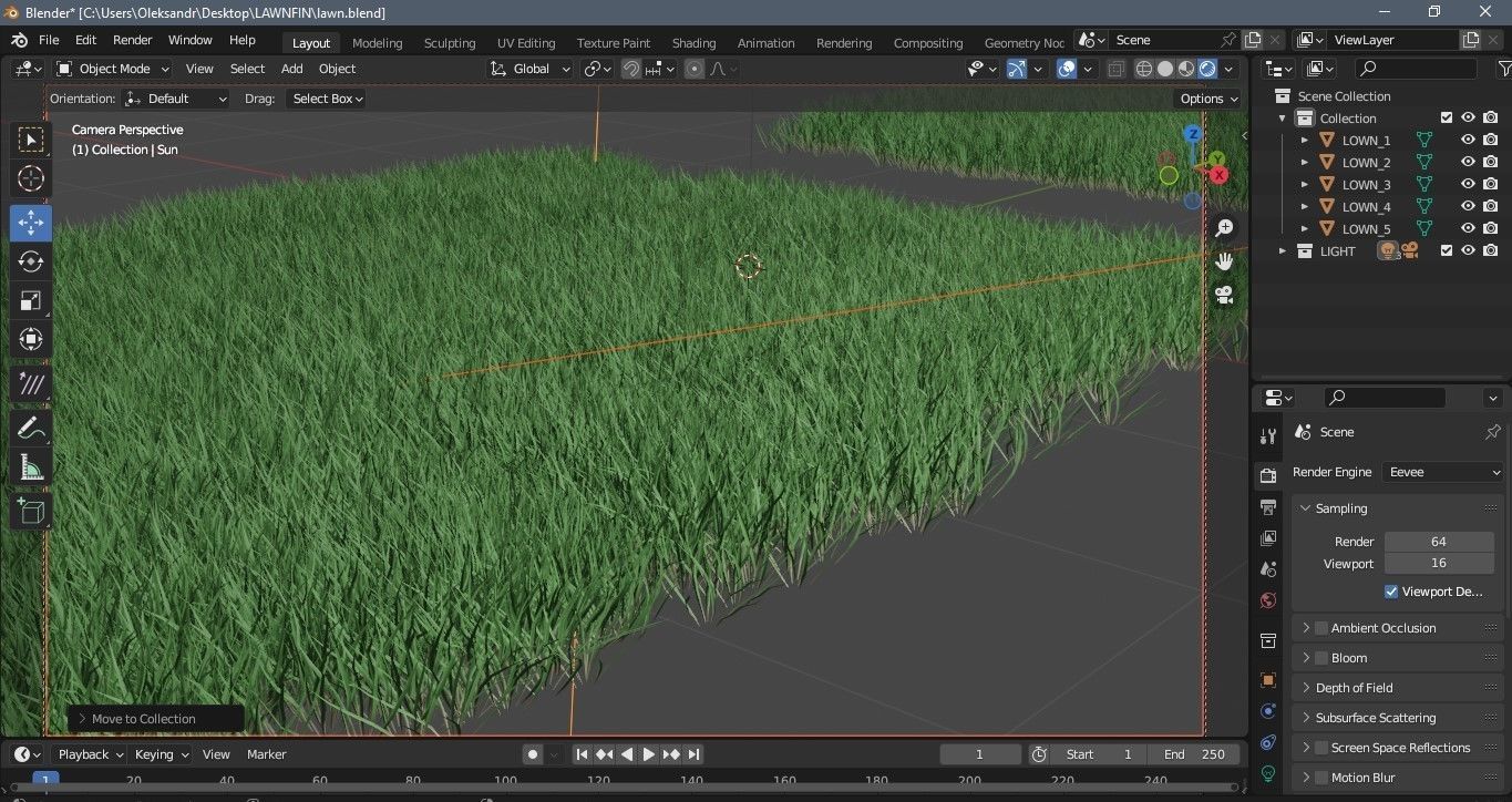 Realistic lawn grass collection - 5 Varieties  3D model_29