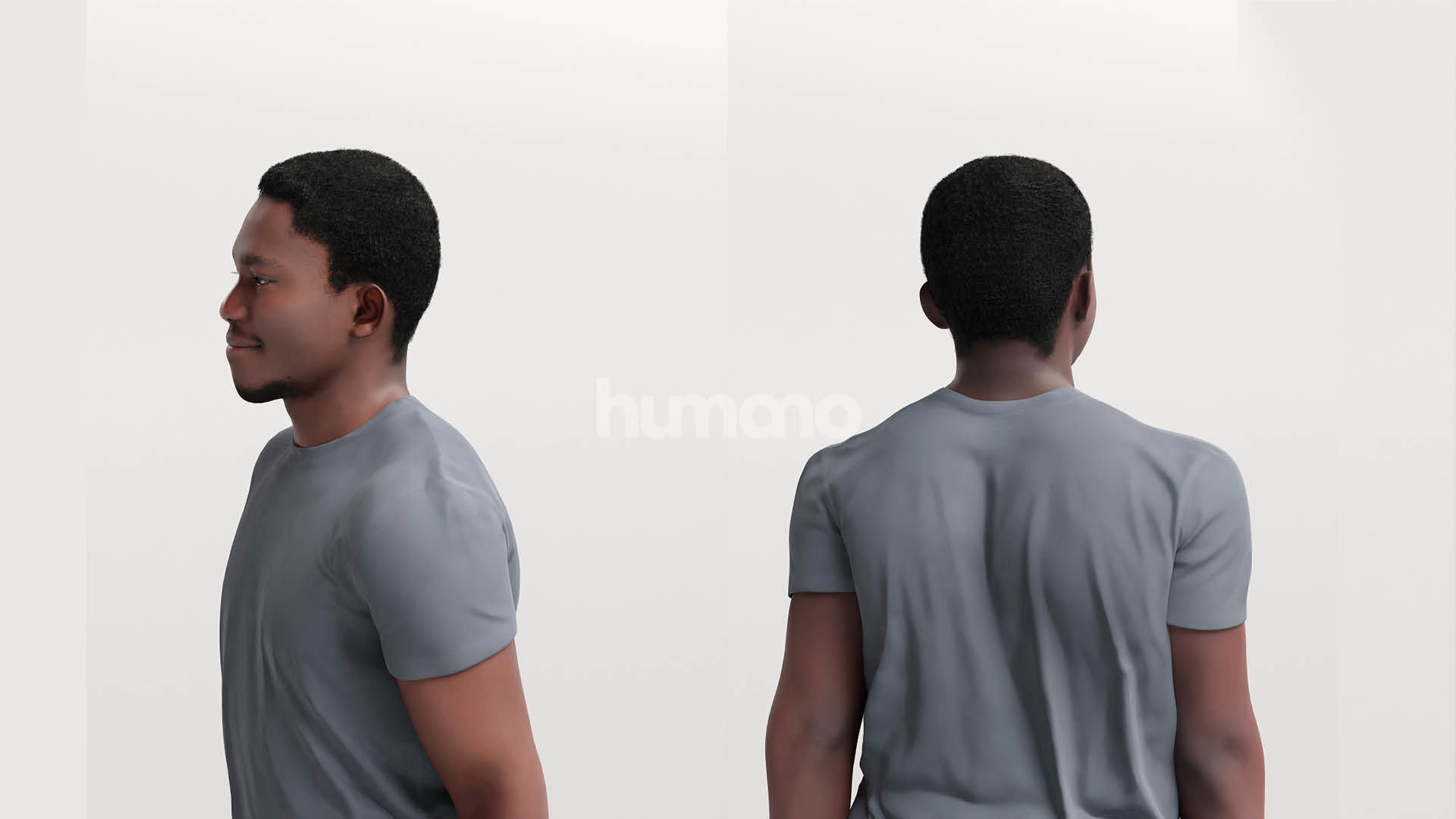 Humano walking casual black man - with 3d hair -4874-A 3D model_3