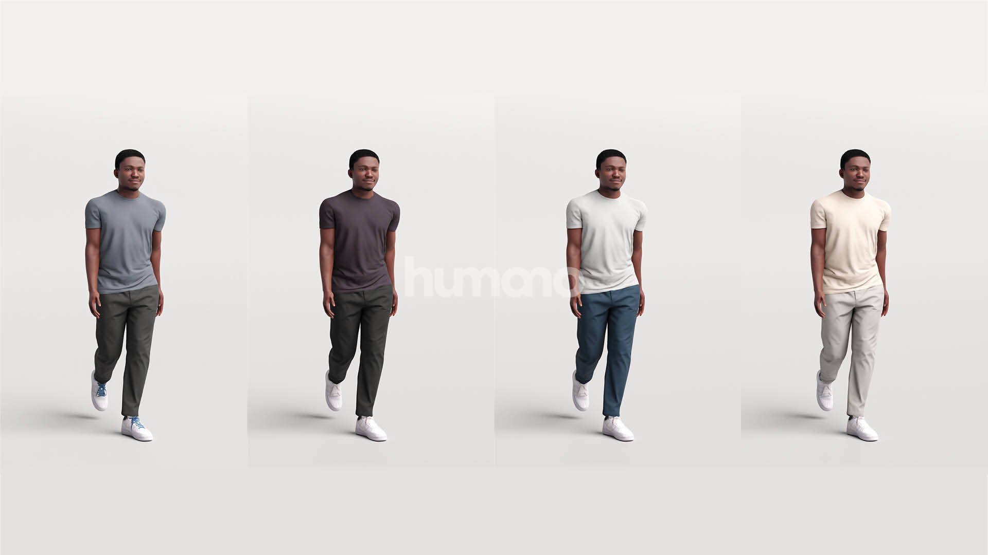 Humano walking casual black man - with 3d hair -4874-A 3D model_6