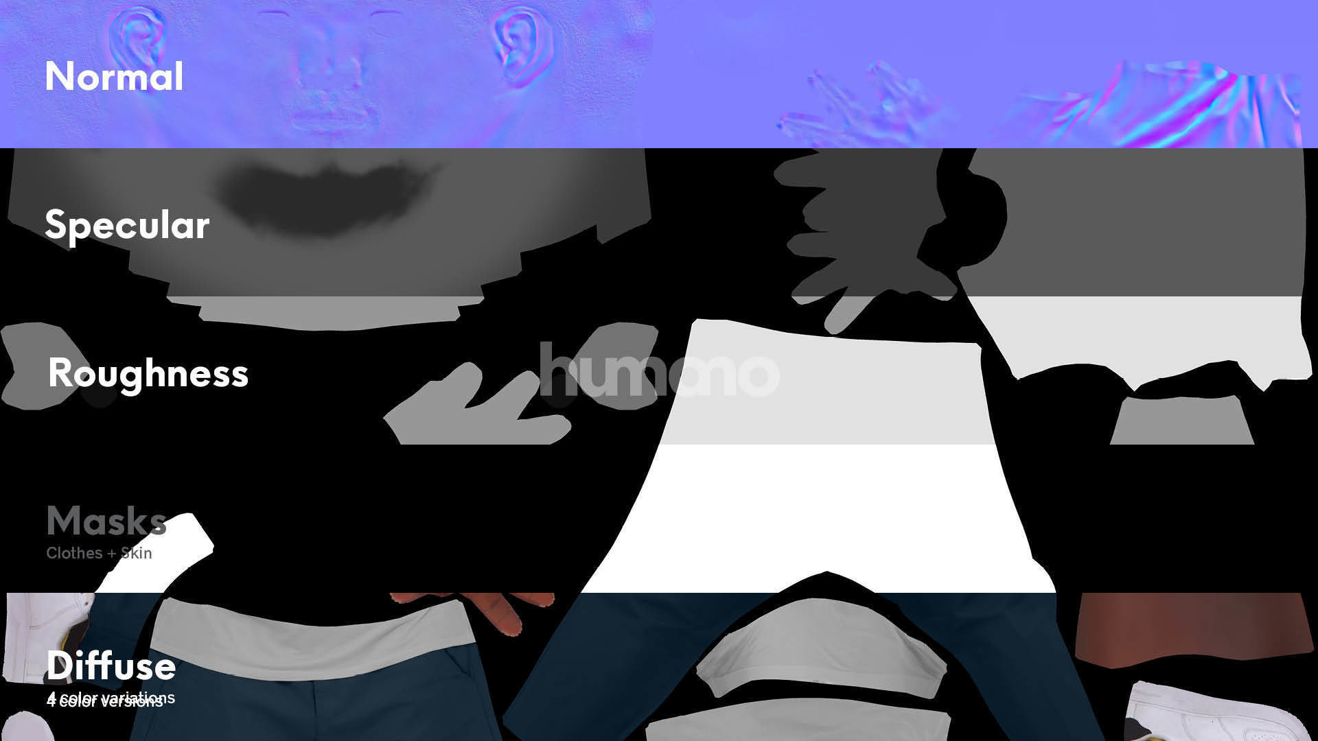 Humano walking casual black man - with 3d hair -4874-A 3D model_7