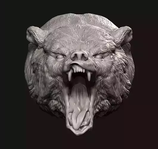 Grizzly head 3D print model
