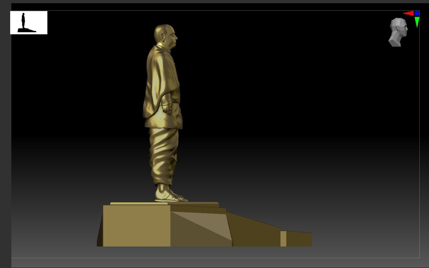 Statue of Unity or sardar patel High-poly 3D model 3D print model_5