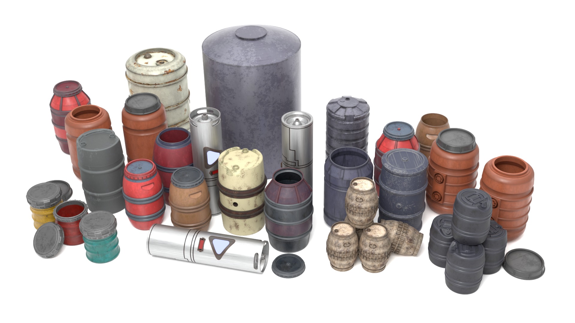 Barrels and containers 1-18 scale Kenner Hasbro 3D Model Collection_2