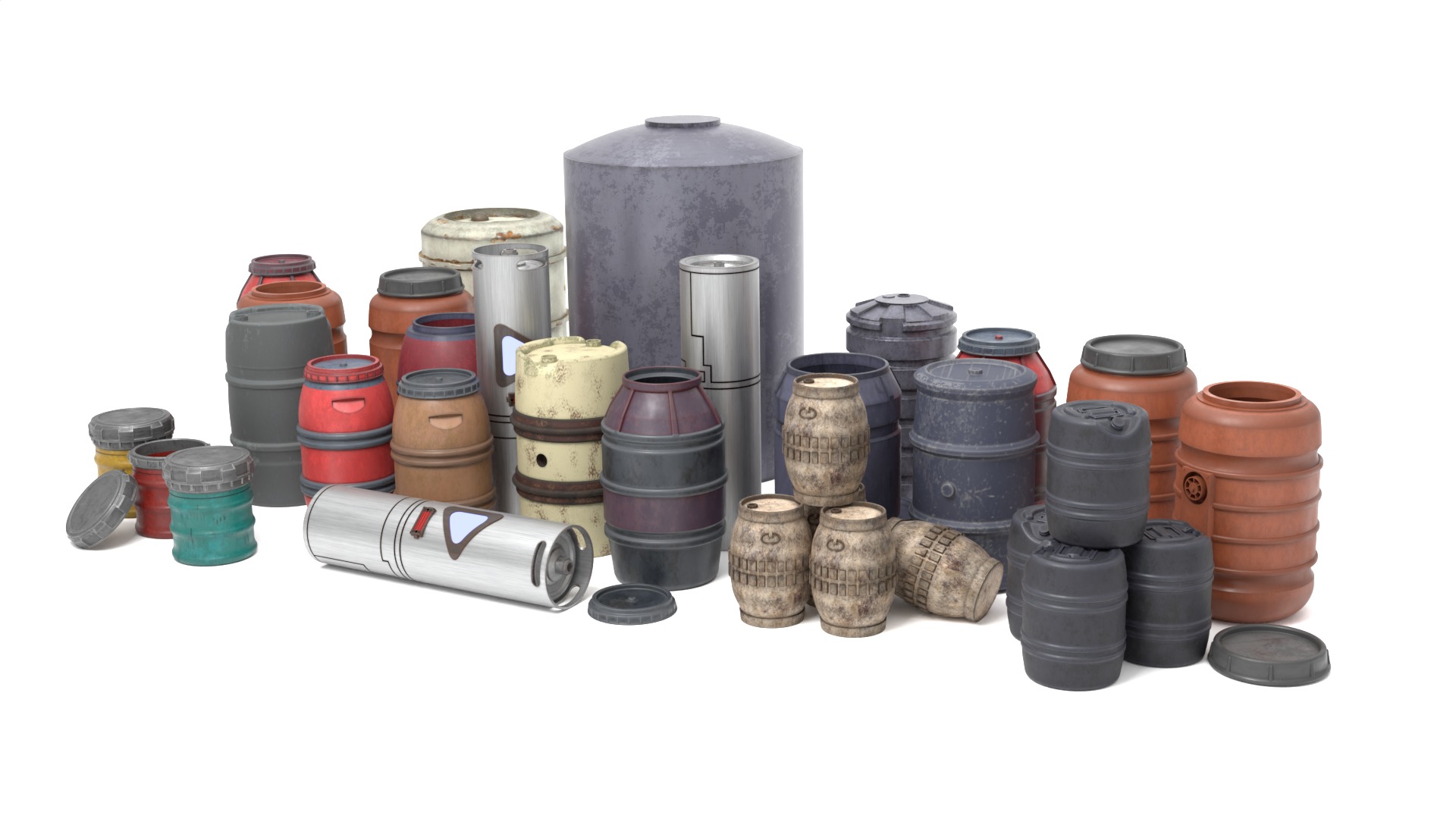 Barrels and containers 1-18 scale Kenner Hasbro 3D Model Collection_3