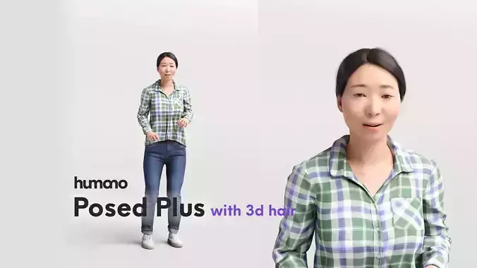 Humano talking casual asian woman - with 3d hair -5324-A