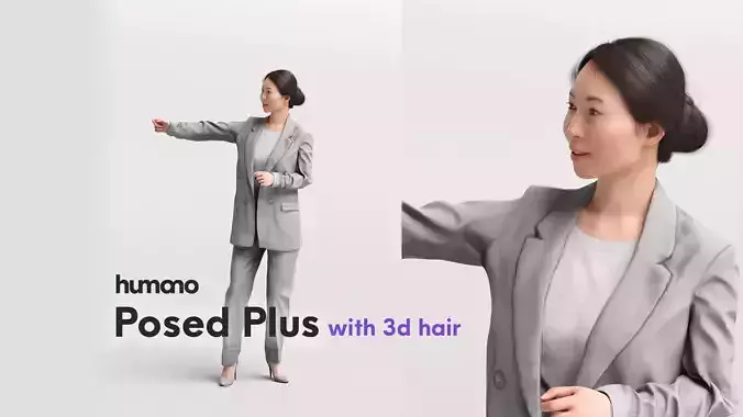 Humano elegant asian woman - suit - conference - 3d hair -5267-E