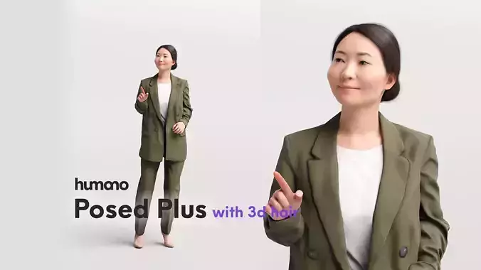 Humano elegant asian woman - conference - with 3d hair -5267-C