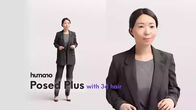 Humano talking elegant asian woman - with 3d hair -5267-B