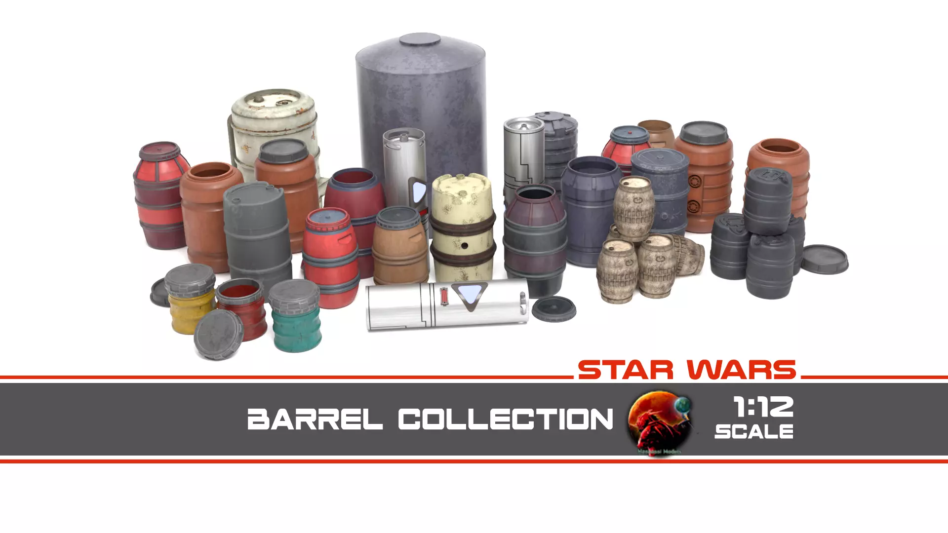 Barrels and containers 1-12 scale Blackseries  3D Model Collection_0