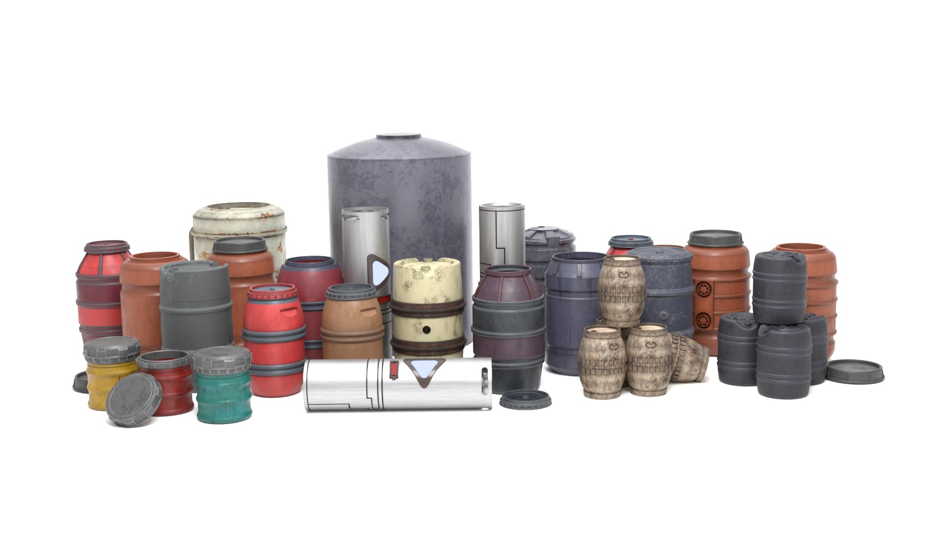 Barrels and containers 1-12 scale Blackseries  3D Model Collection_4