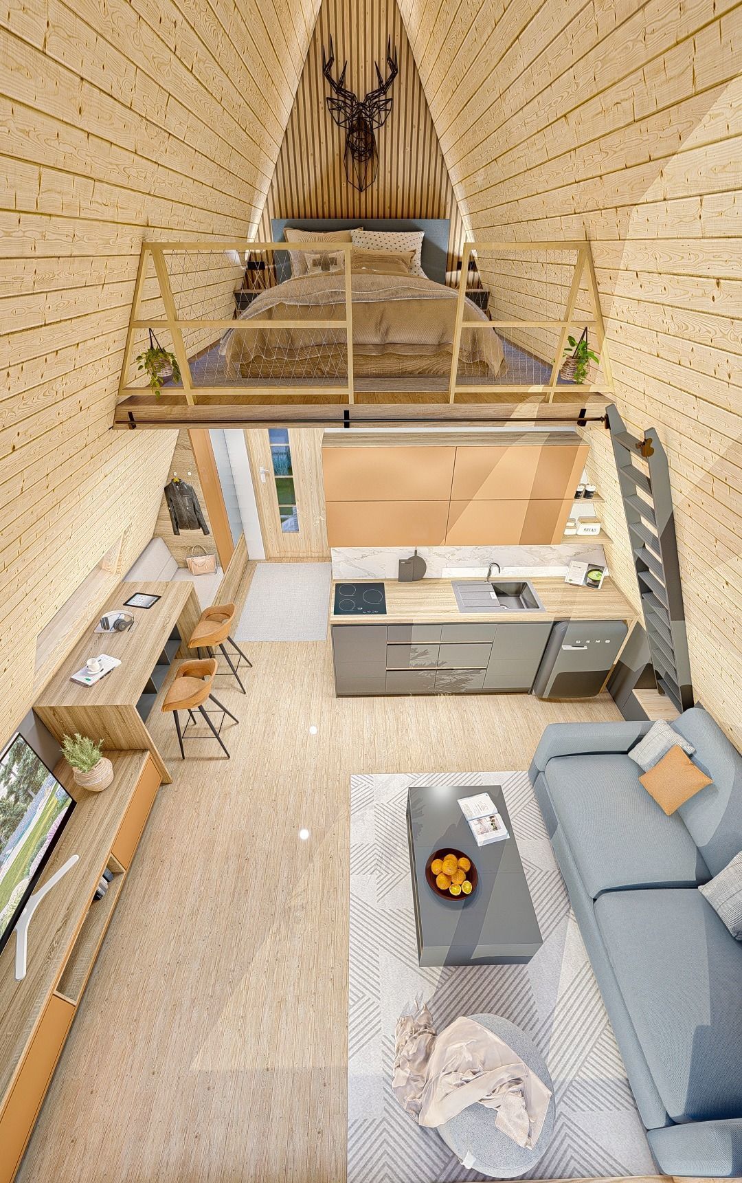 A-frame Alexa 30m2 basic plans 3D model_23