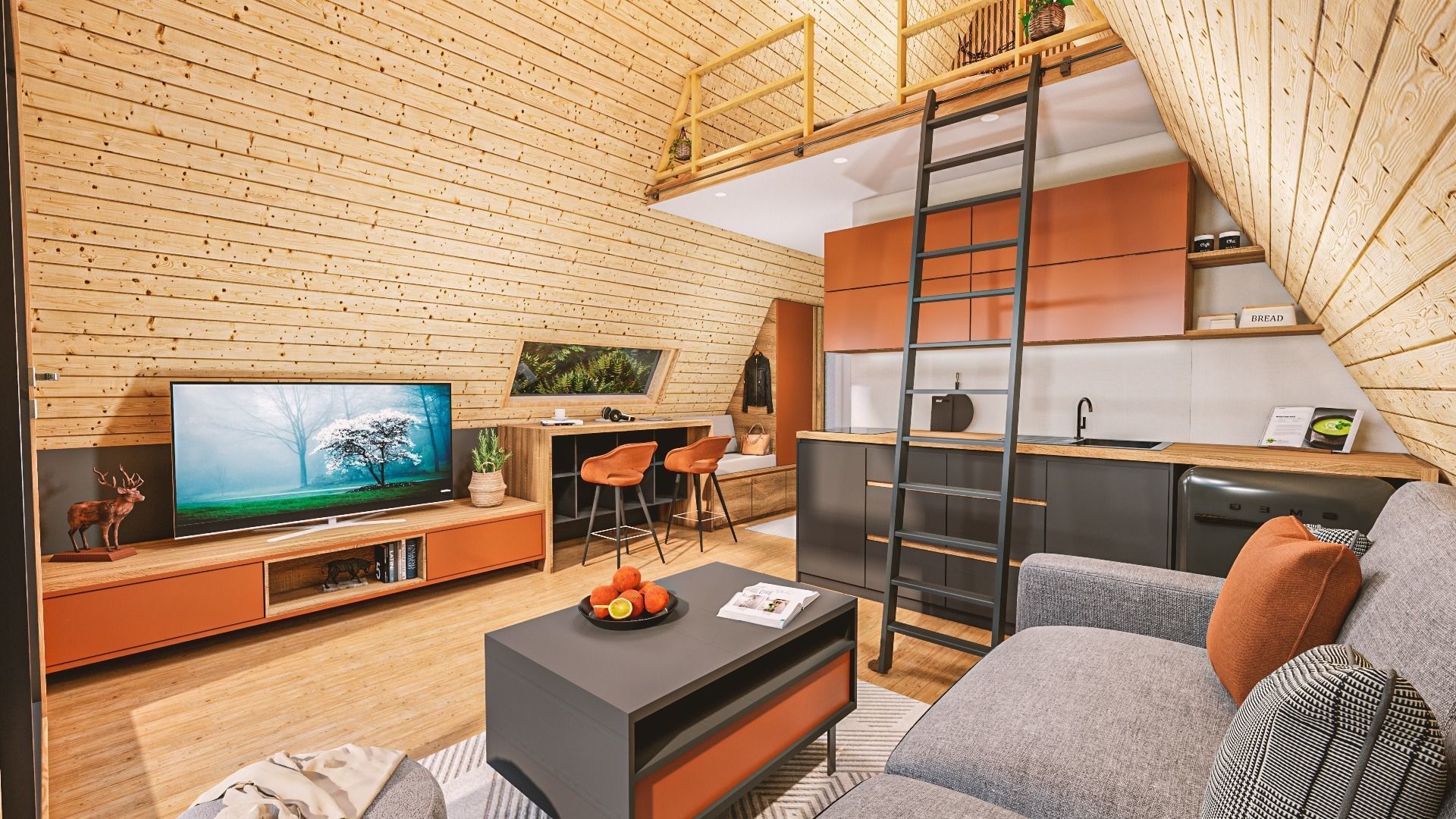 A-frame Alexa 30m2 basic plans 3D model_19