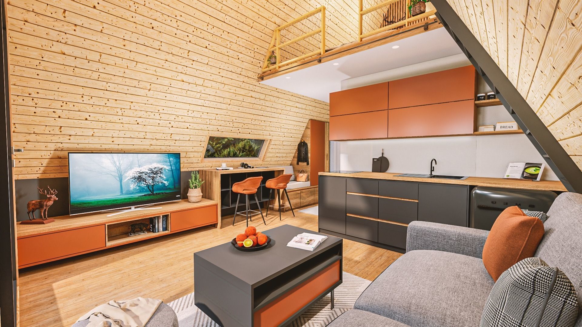 A-frame Alexa 30m2 basic plans 3D model_4