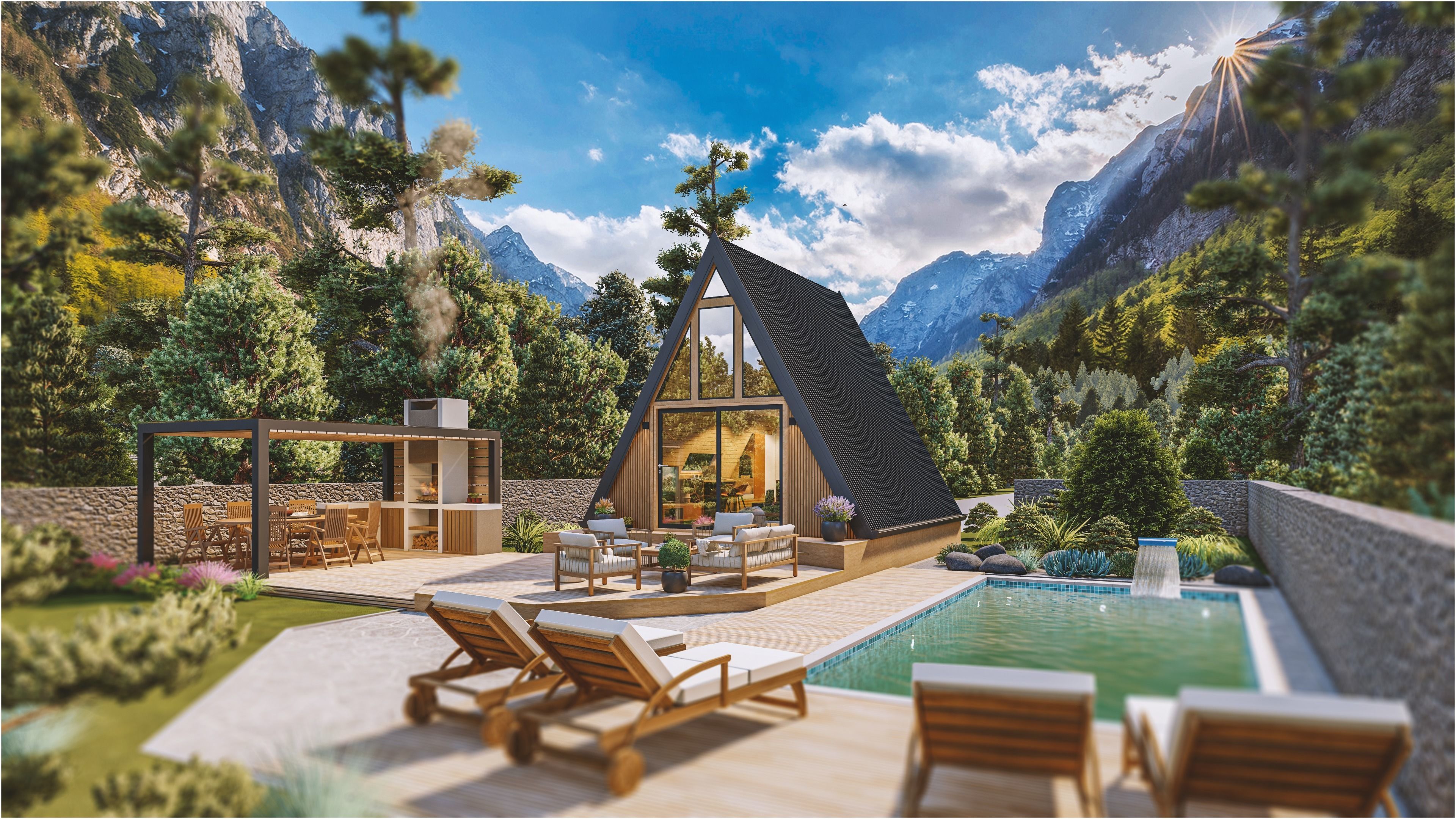 A-frame Alexa 30m2 basic plans 3D model_3