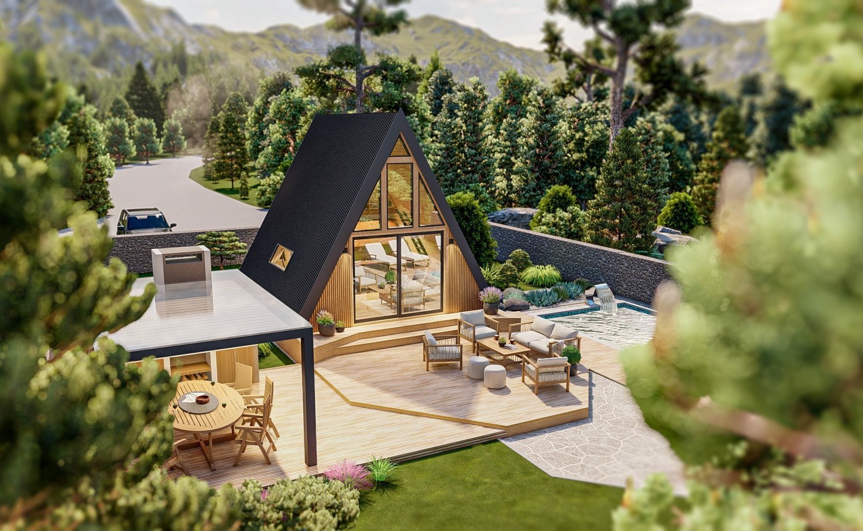 A-frame Alexa 30m2 basic plans 3D model_11