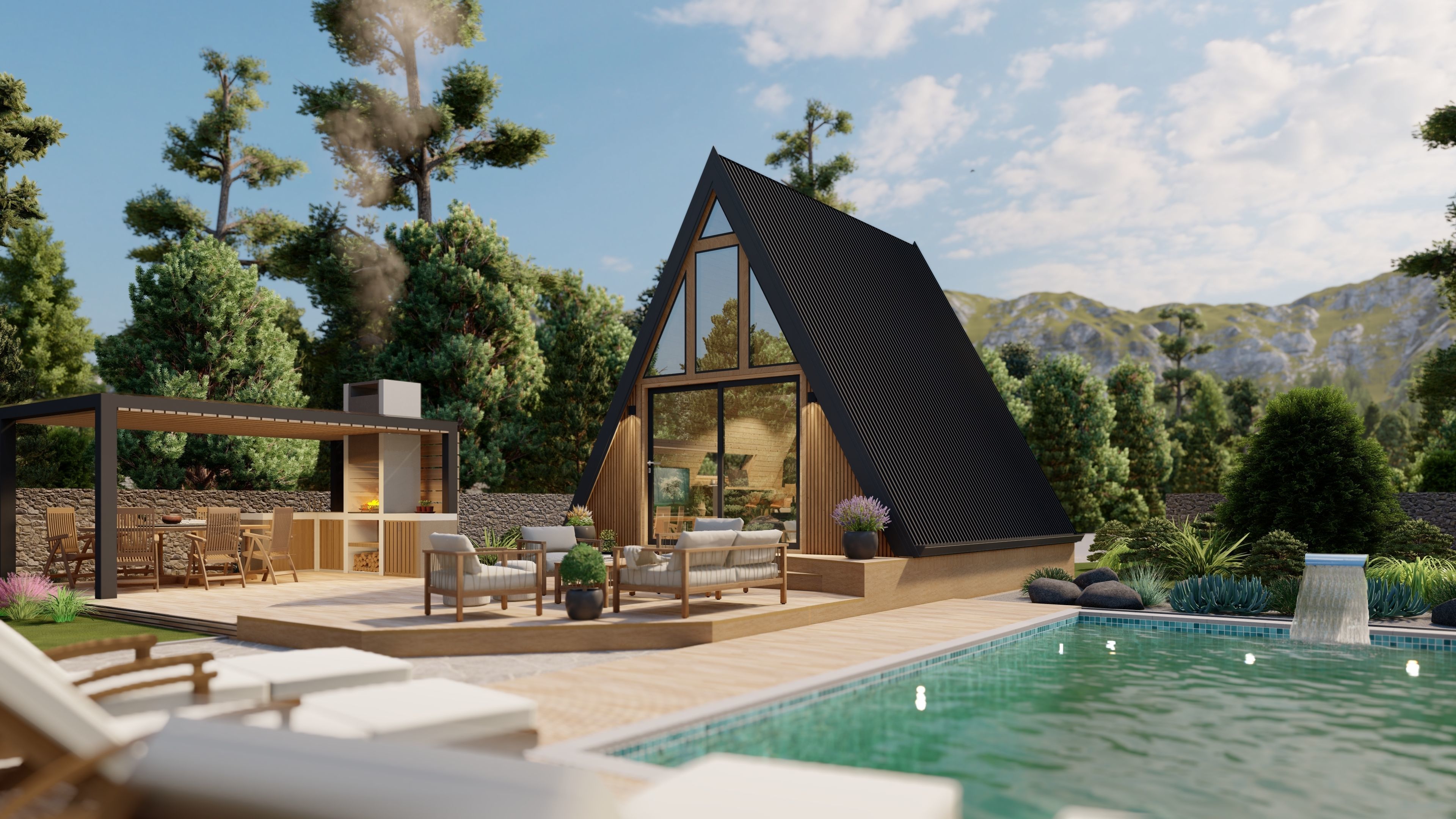 A-frame Alexa 30m2 basic plans 3D model_27