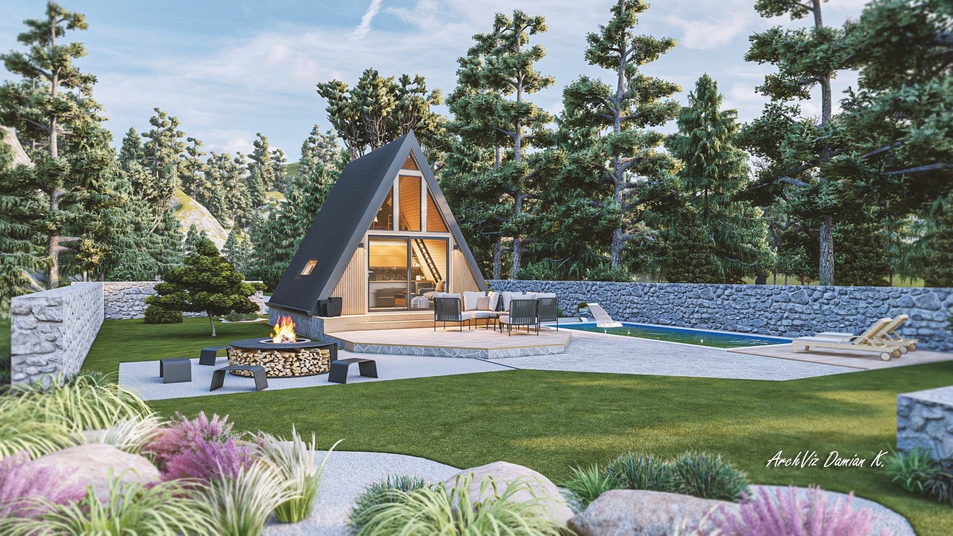 A-frame Alexa 30m2 basic plans 3D model_22