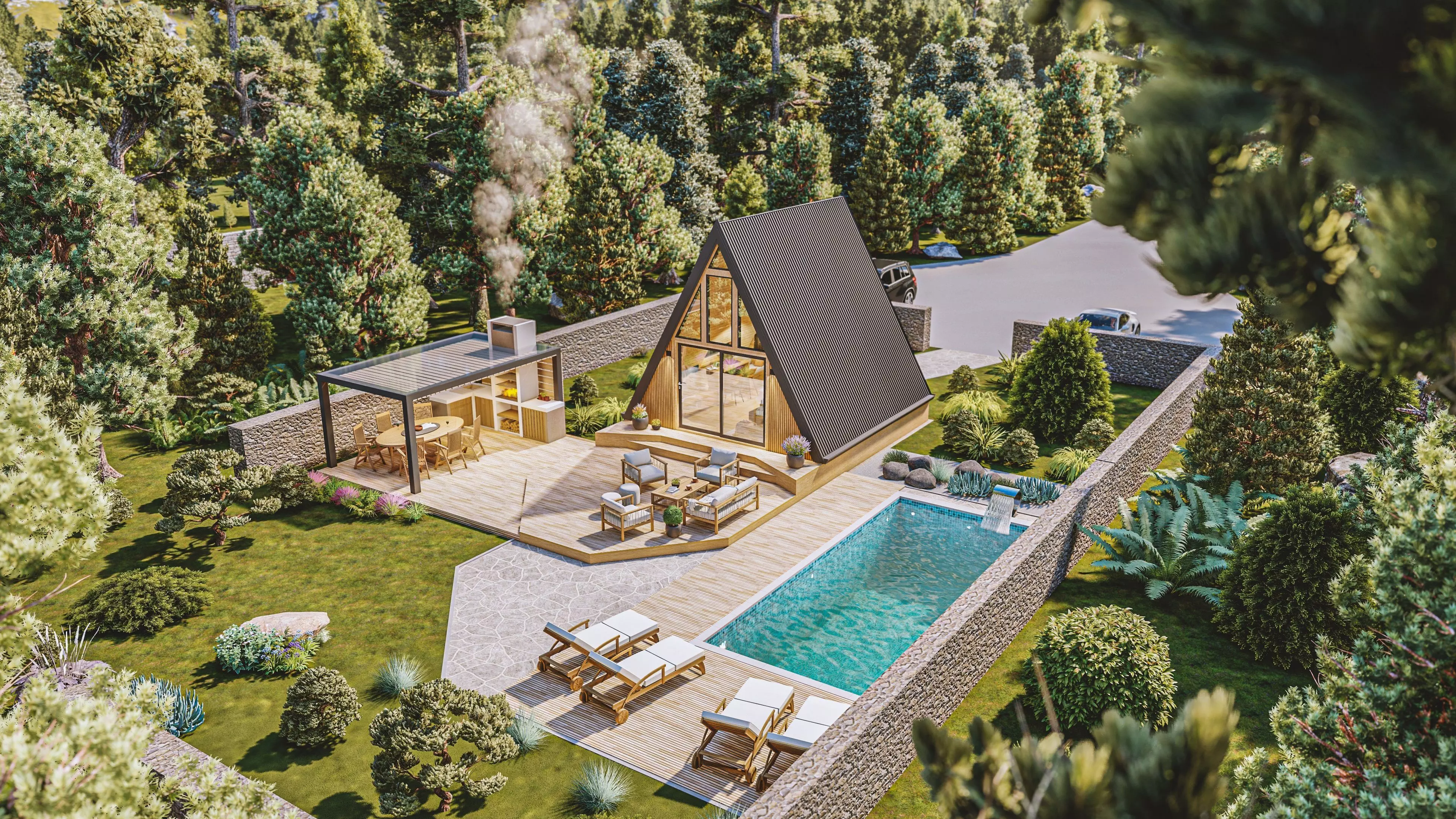 A-frame Alexa 30m2 basic plans 3D model_0