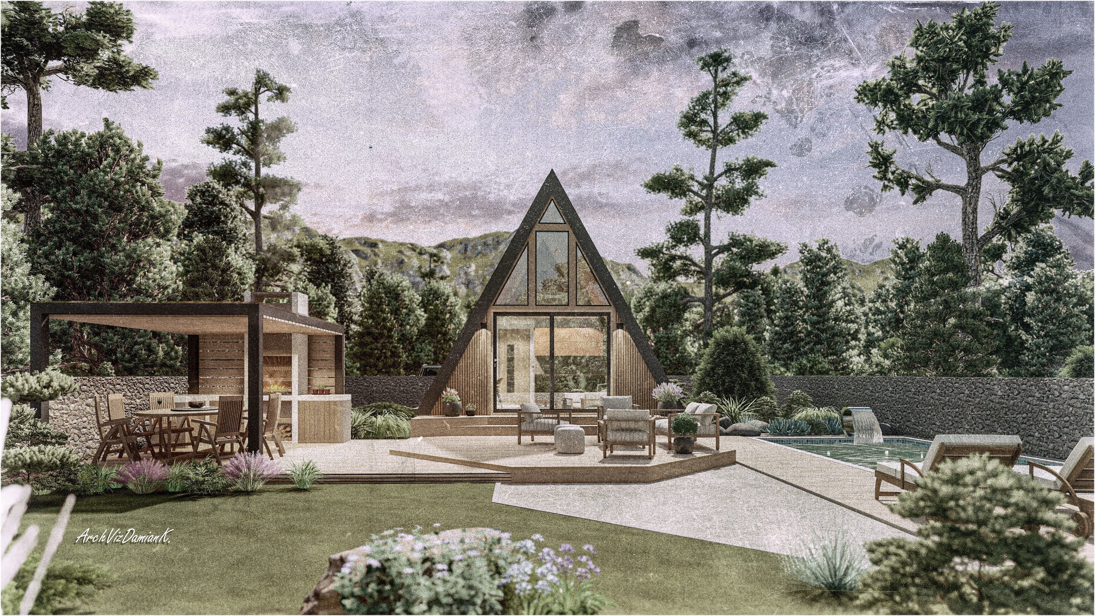 A-frame Alexa 30m2 basic plans 3D model_17