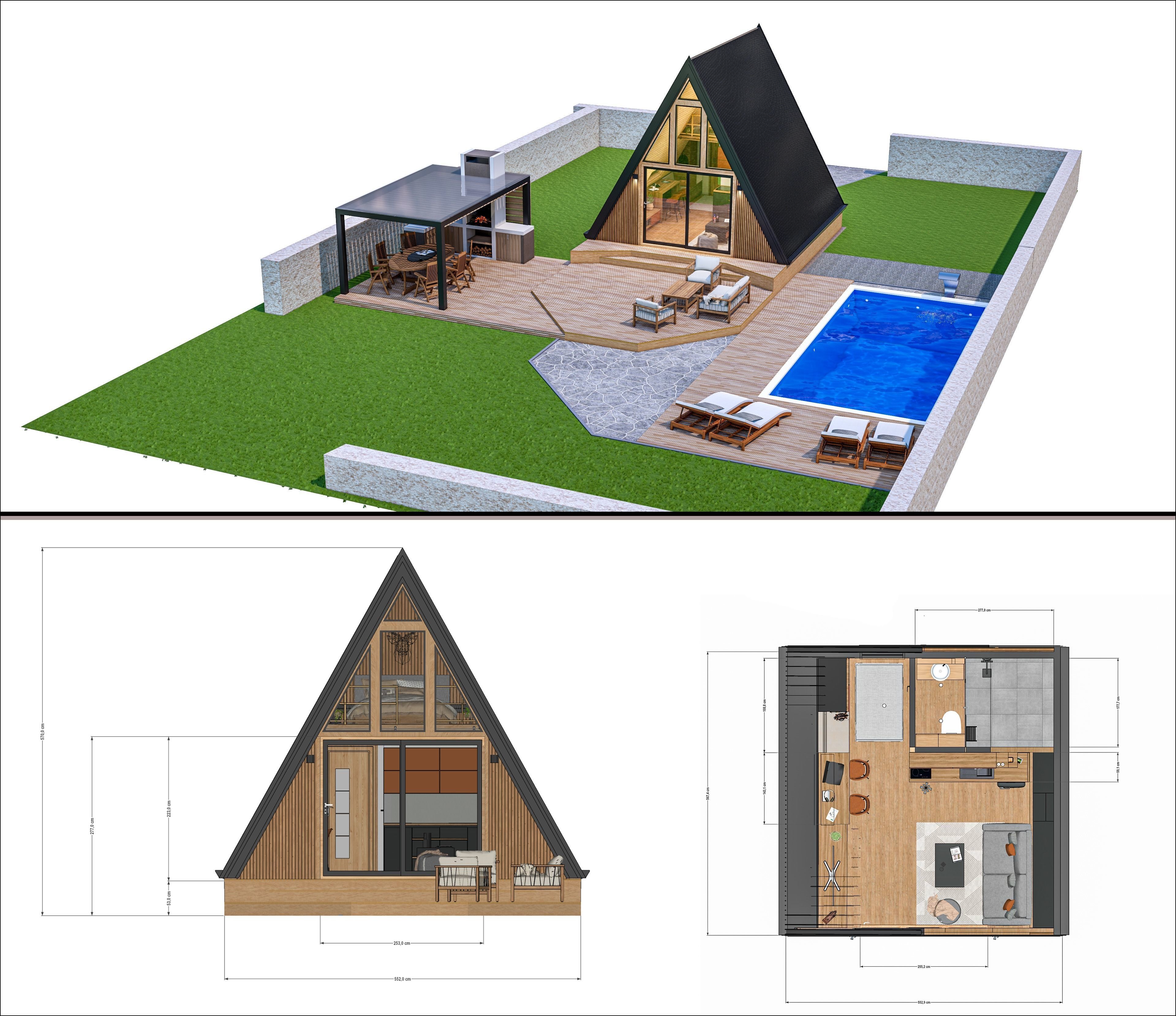 A-frame Alexa 30m2 basic plans 3D model_36