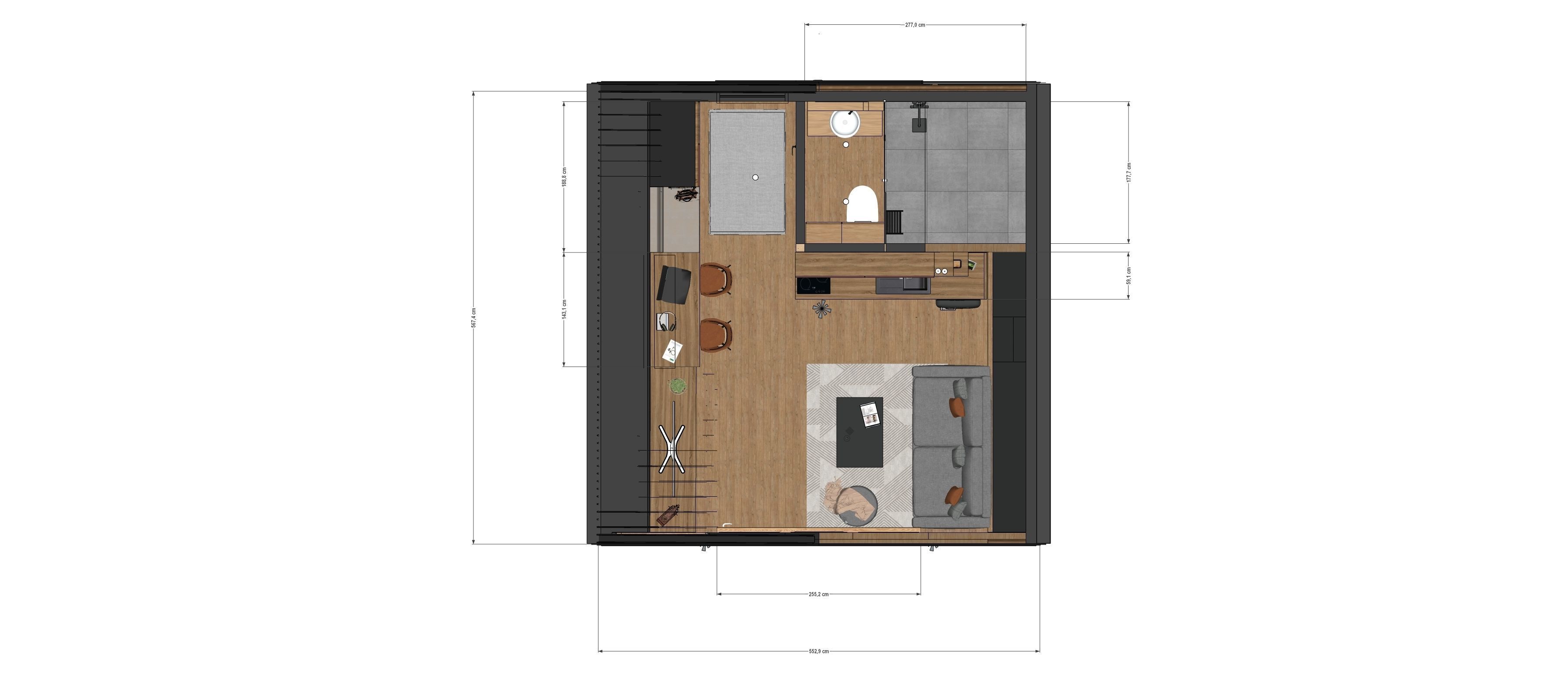 A-frame Alexa 30m2 basic plans 3D model_26