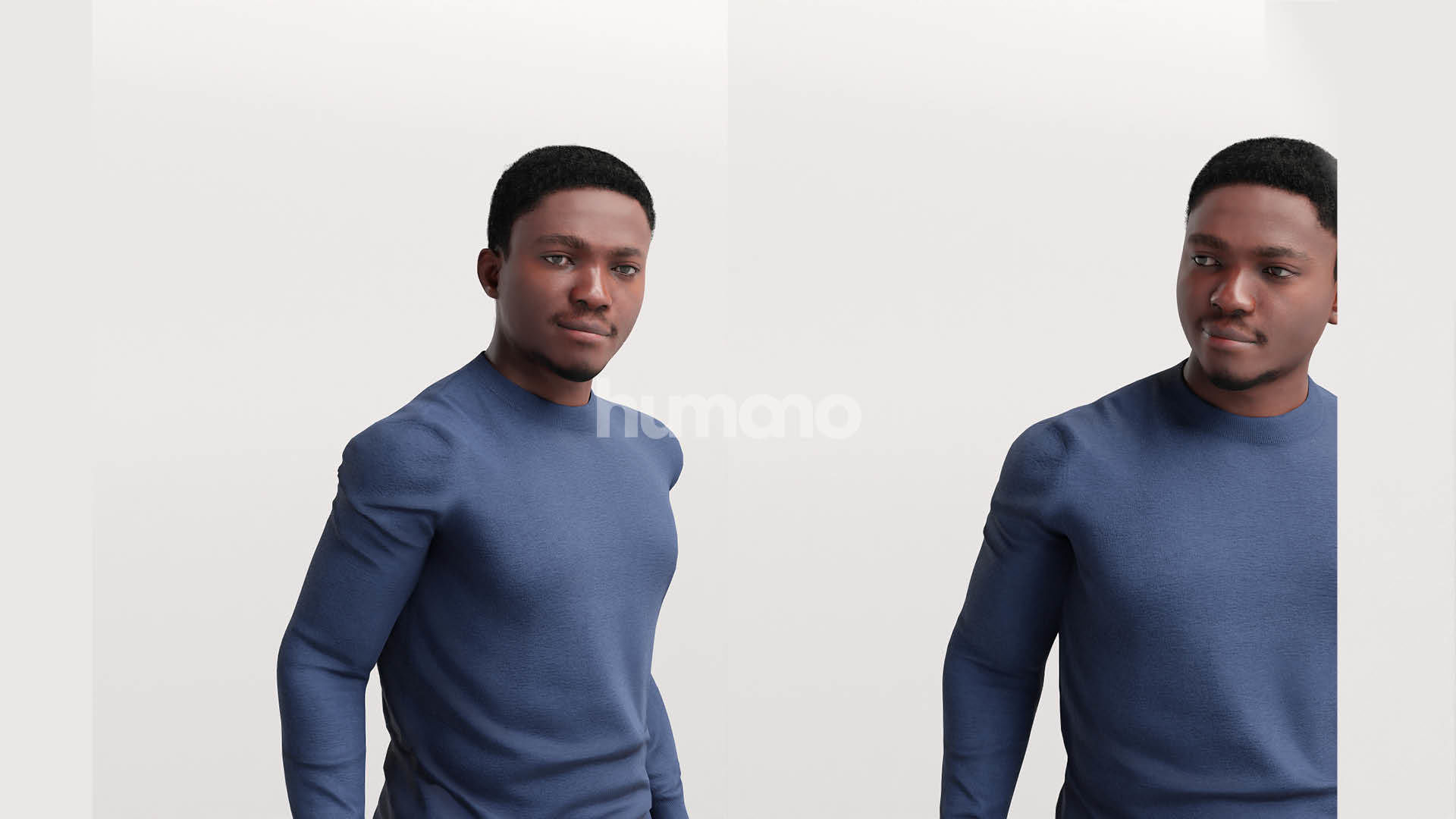 Humano standing black man - casual outfit - with 3d hair -4893-C 3D model_2