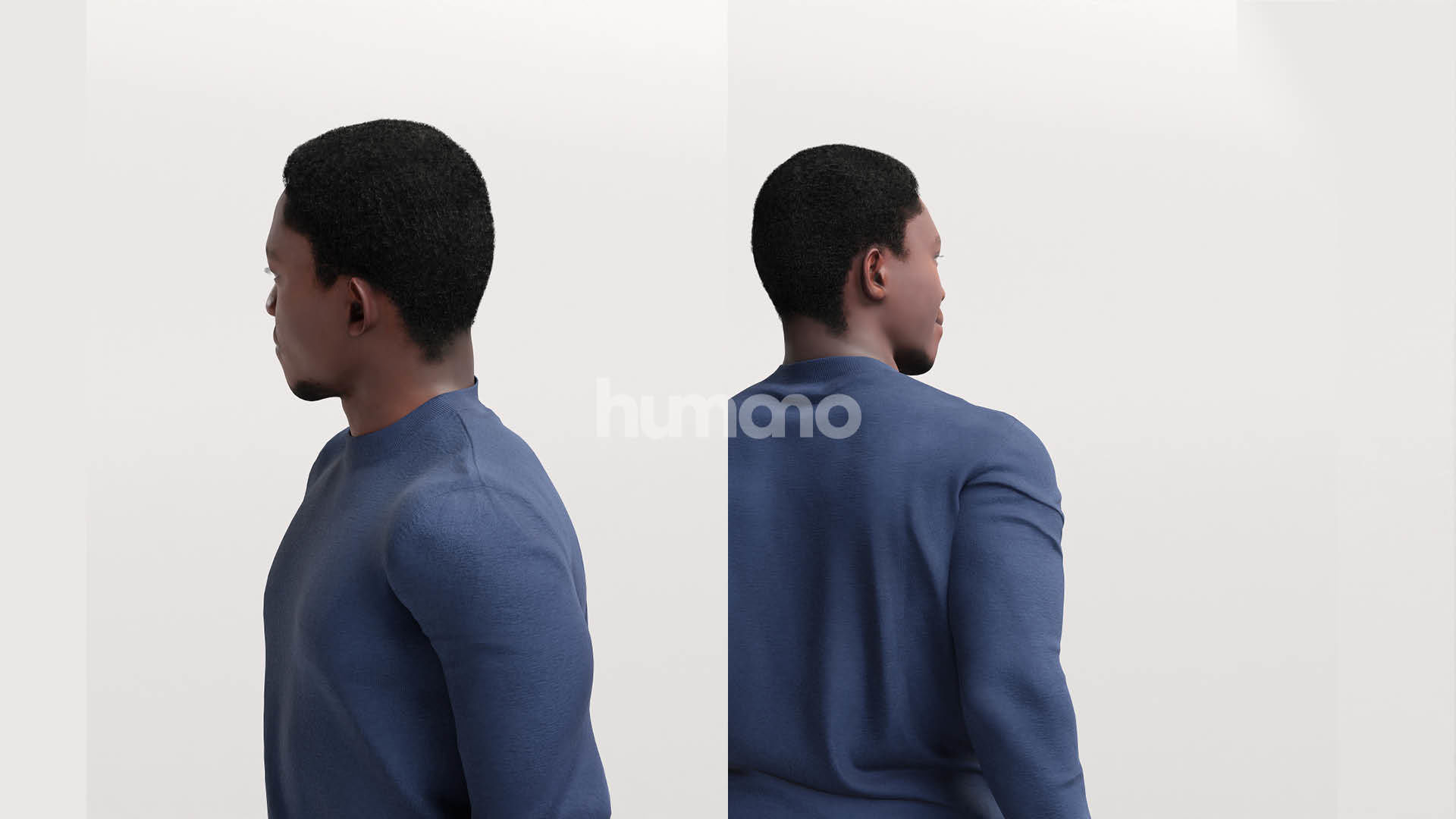 Humano standing black man - casual outfit - with 3d hair -4893-C 3D model_3
