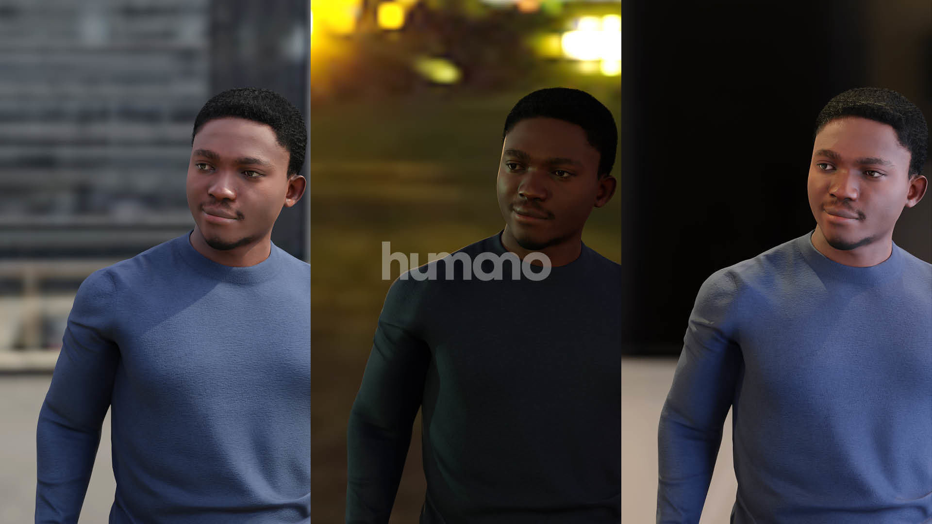 Humano standing black man - casual outfit - with 3d hair -4893-C 3D model_4