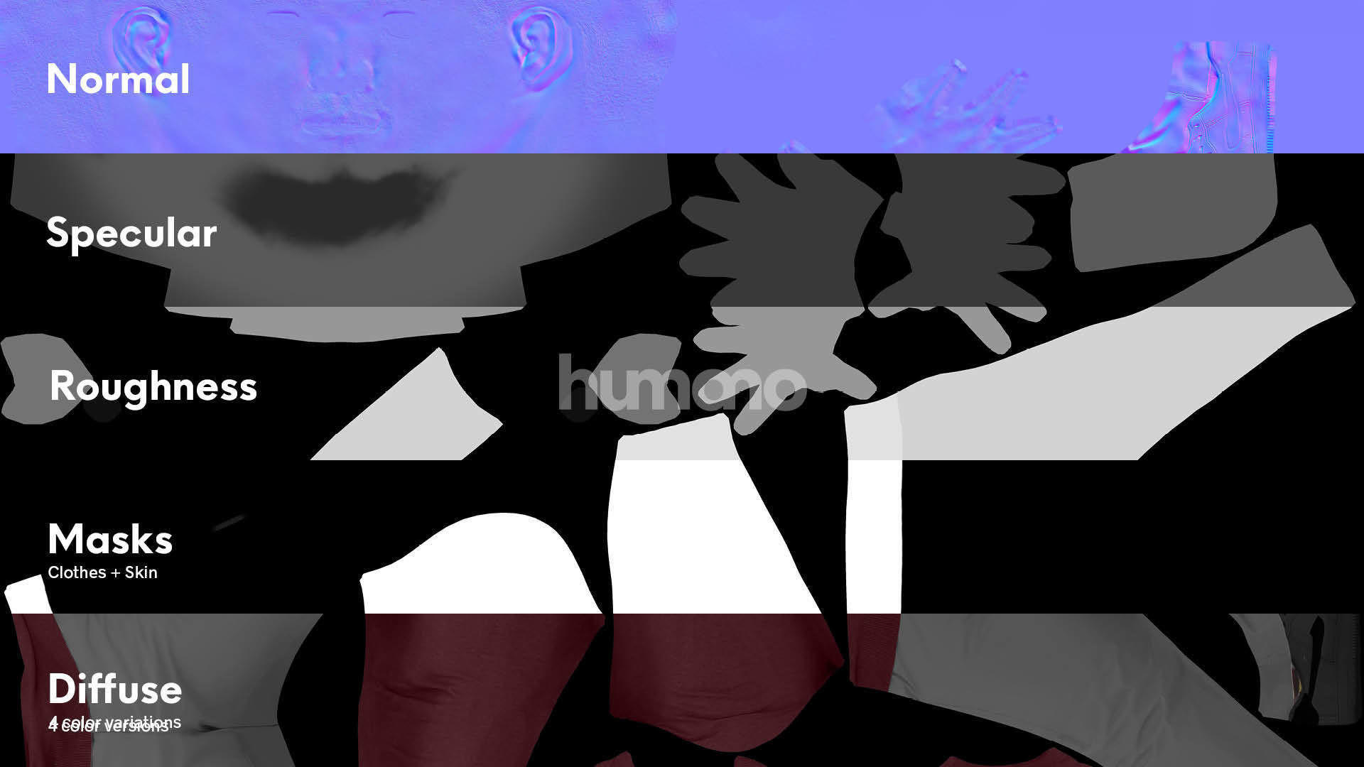 Humano standing black man - casual outfit - with 3d hair -4893-C 3D model_7