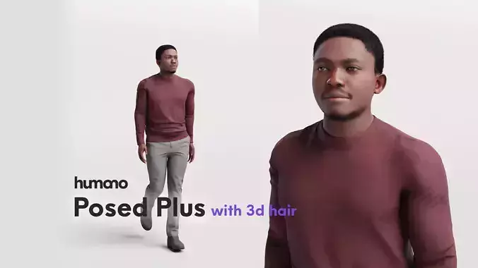 Humano walking casual man - with 3d hair -4893-A