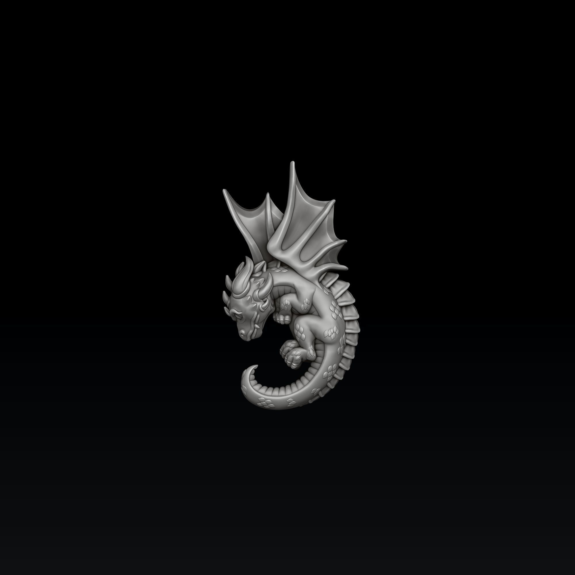 Baby Dragon Pendant 3D print model_2