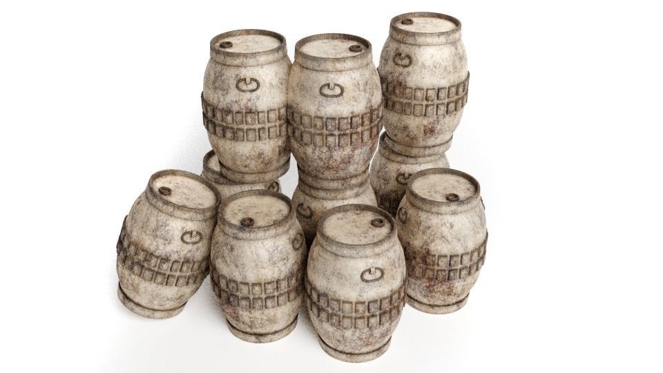 Barrels and containers 1-6 scale Hottoys  3D Model Collection_7