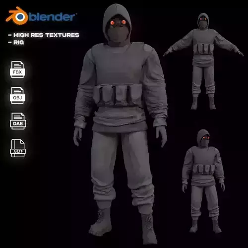 Cyberpunk Character cyber assassin 3D model