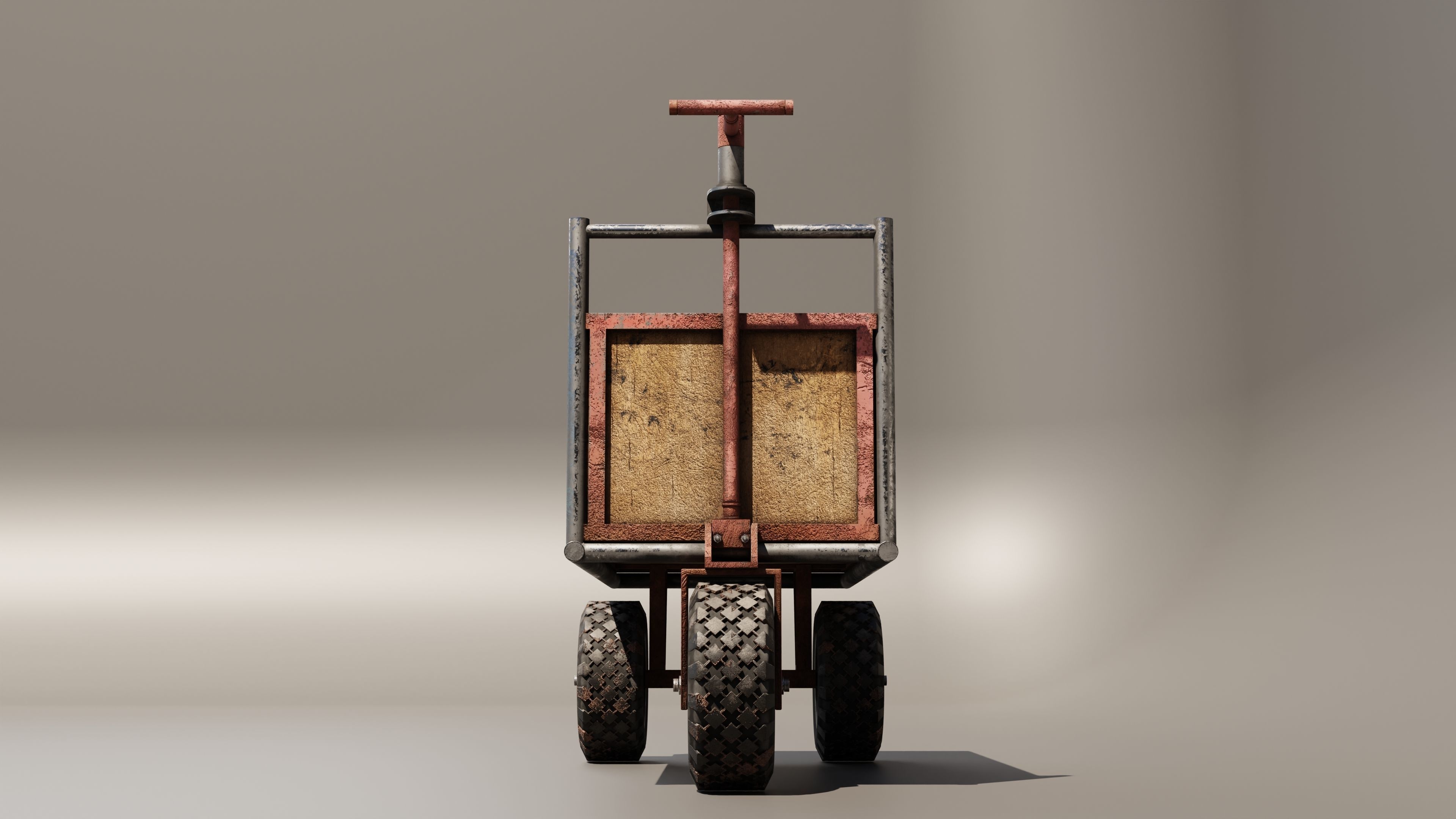 Old three wheeled cart 3D model_2