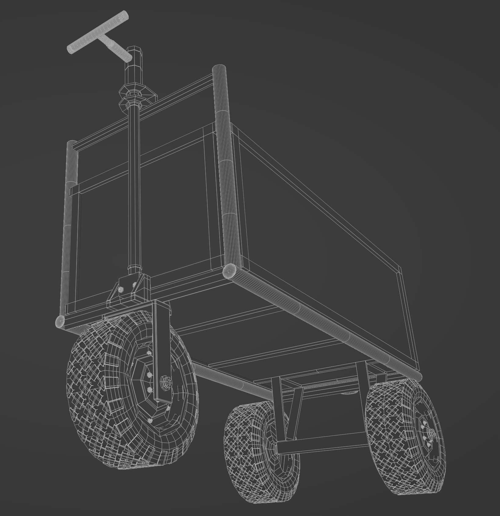 Old three wheeled cart 3D model_7