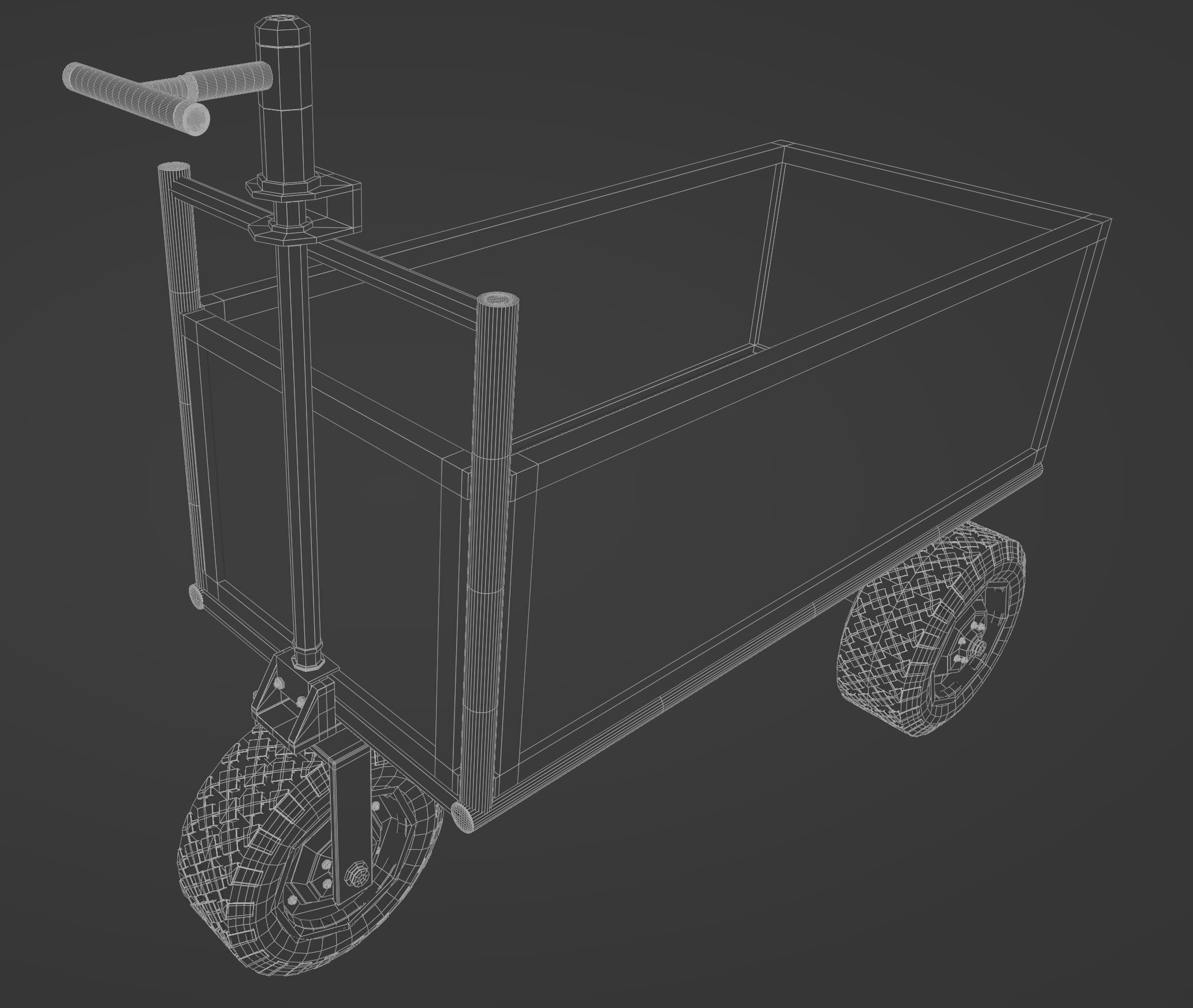 Old three wheeled cart 3D model_8