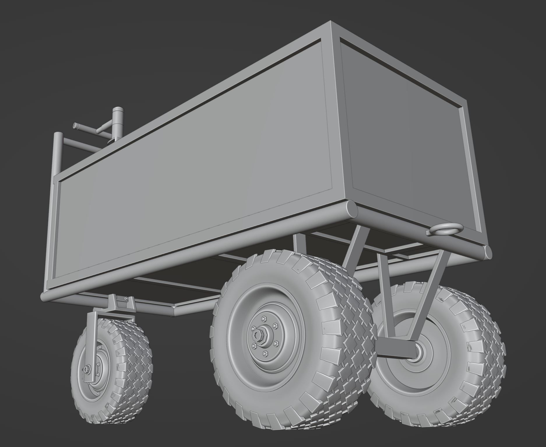 Old three wheeled cart 3D model_10