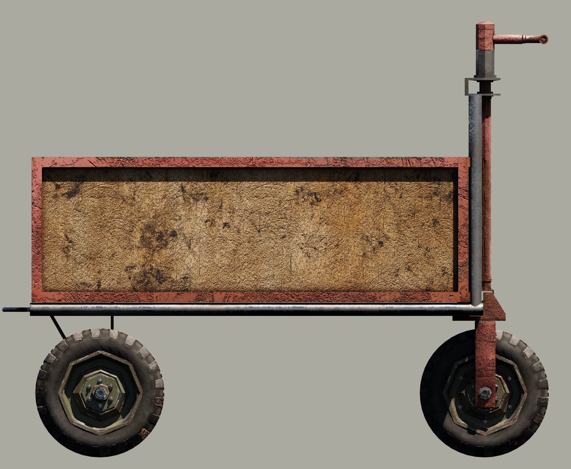 Old three wheeled cart 3D model_3