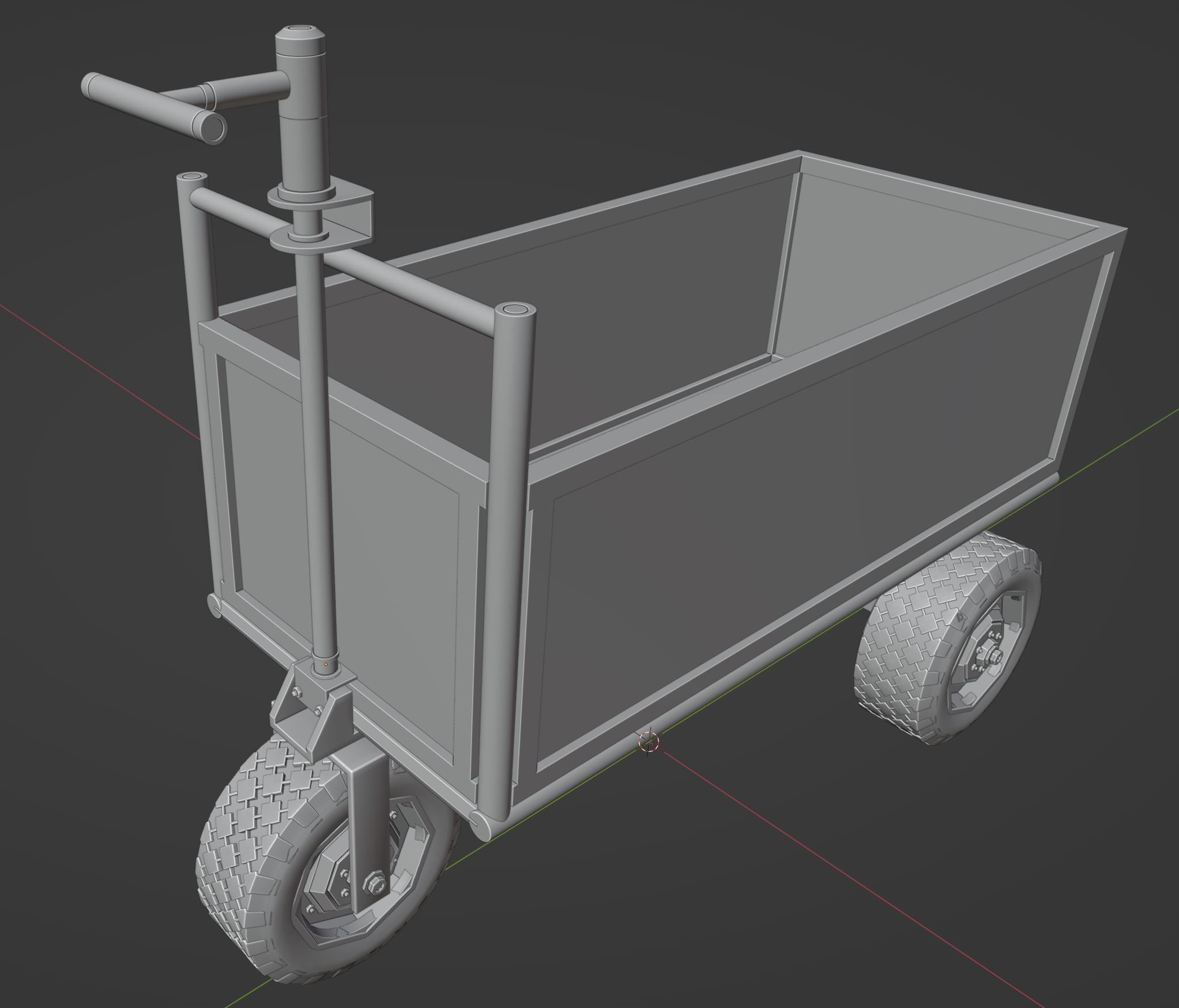 Old three wheeled cart 3D model_9