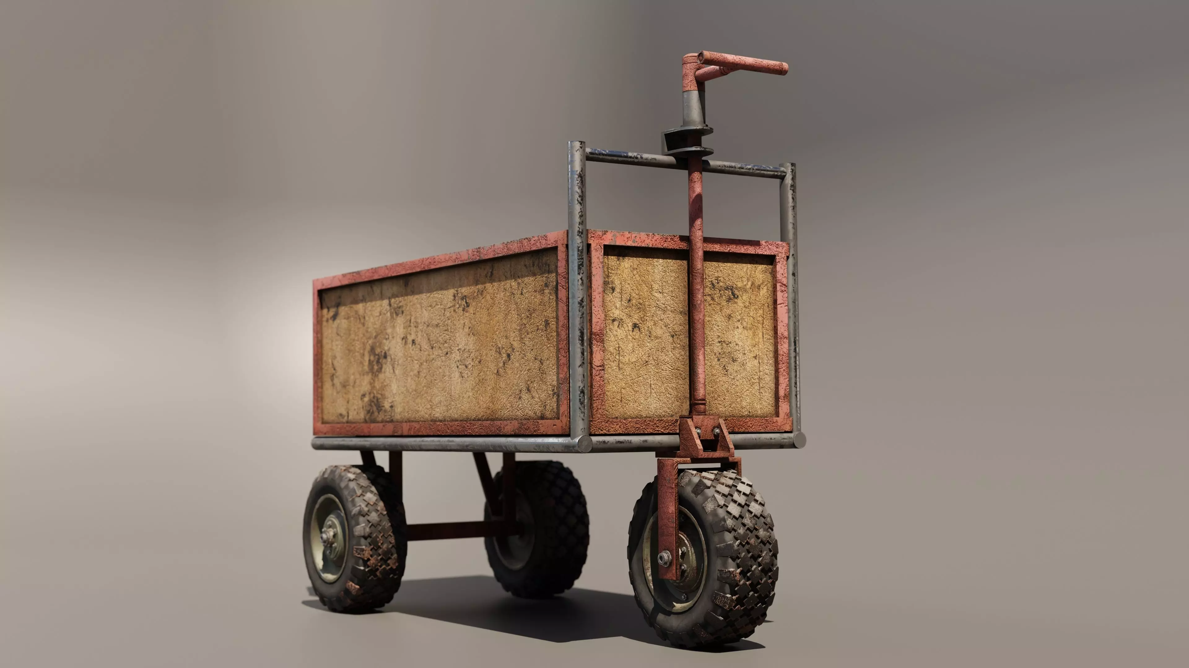 Old three wheeled cart 3D model_0