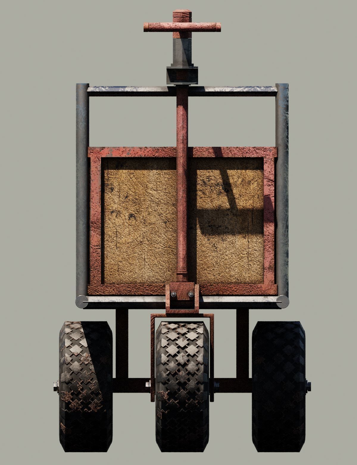 Old three wheeled cart 3D model_4