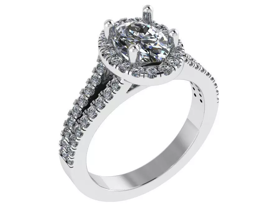 Oval Halo Split Shank Ring 1236 3D print model